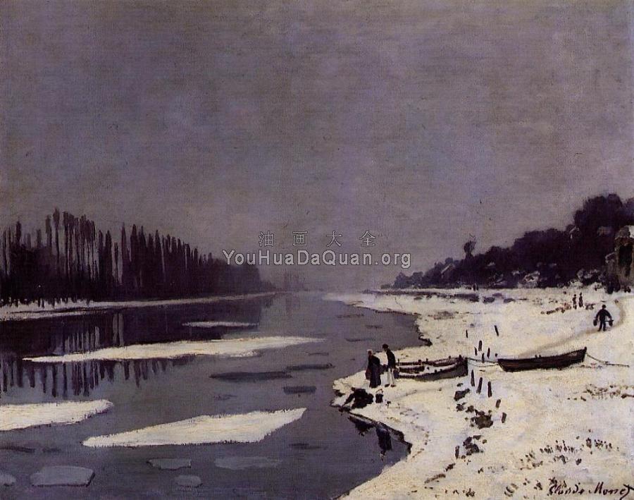 Ice Floes on the Seine at Bougival - 克劳德·莫奈